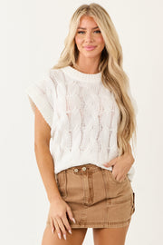 Lovelo White Cable Knit Sweater Vest