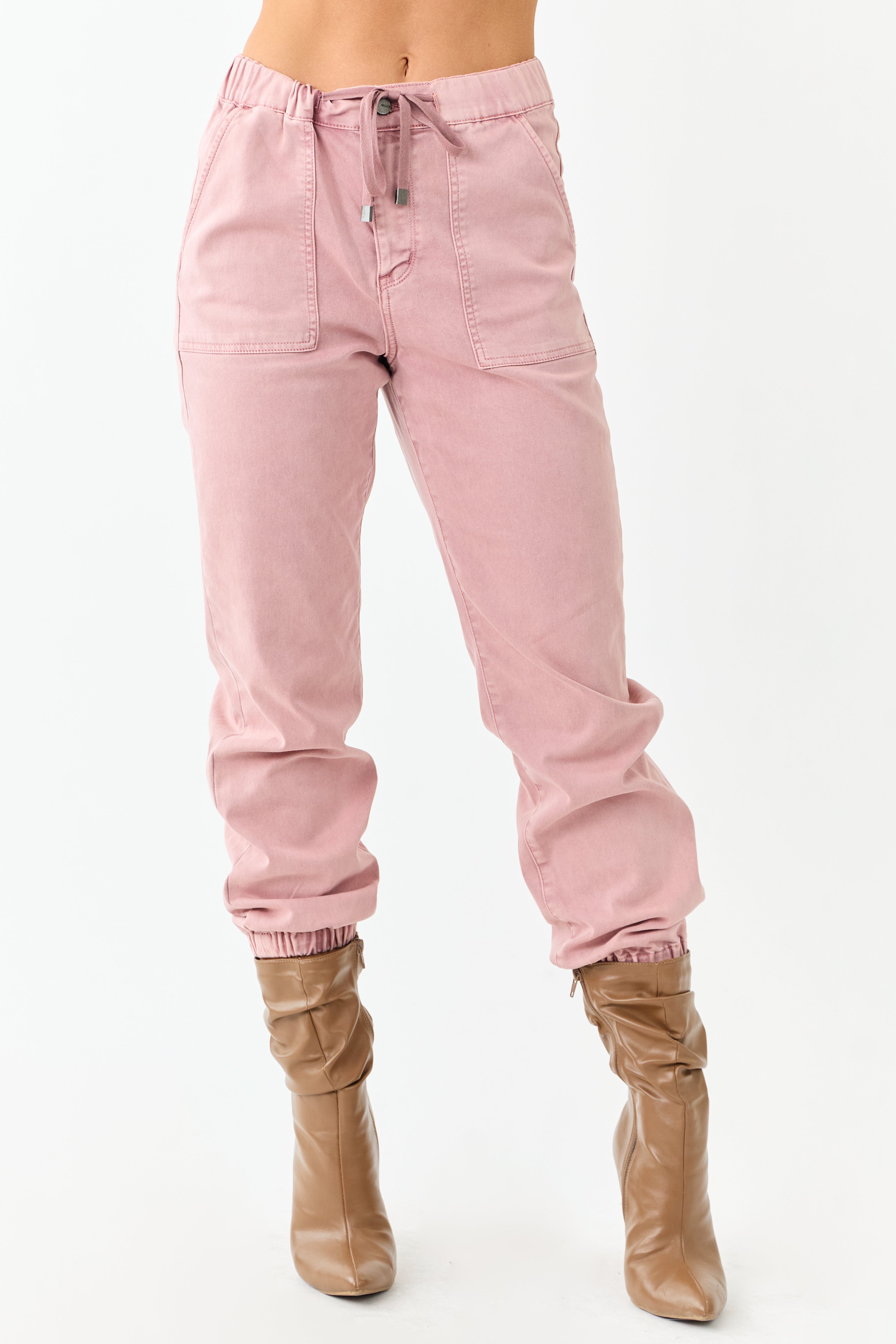 Mica Denim Dusty Rose Cropped Jogger Jeans